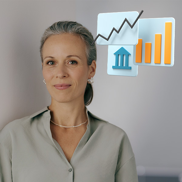 Portrait of a decision-maker in the banking sector - a symbol of digital transformation, customer-centric strategies and the successful use of CRM and CX solutions in the banking industry.