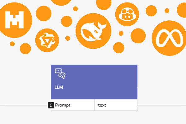 Visualization of various AI models that can be integrated into the BSI Customer Suite - including open source models and commercial LLMs, quickly connectable via modular interfaces.